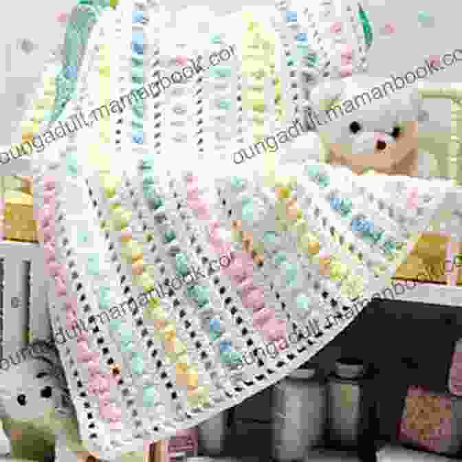 A Colorful Goody Gumdrops Baby Crochet Blanket With Tassels, Laid On A Bed Goody Gumdrops Baby Blanket Crochet EPattern