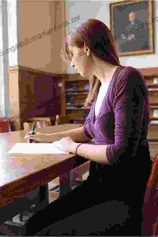 A Woman Sitting At A Desk, Writing In A Notebook. She Has A Look Of Determination On Her Face. The End Of Her: A Novel